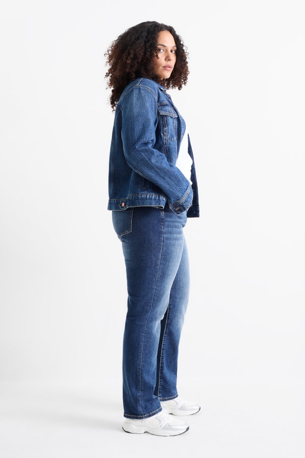 Dames - Straight jeans - mid waist - LYCRA® - jeansdonkerblauw