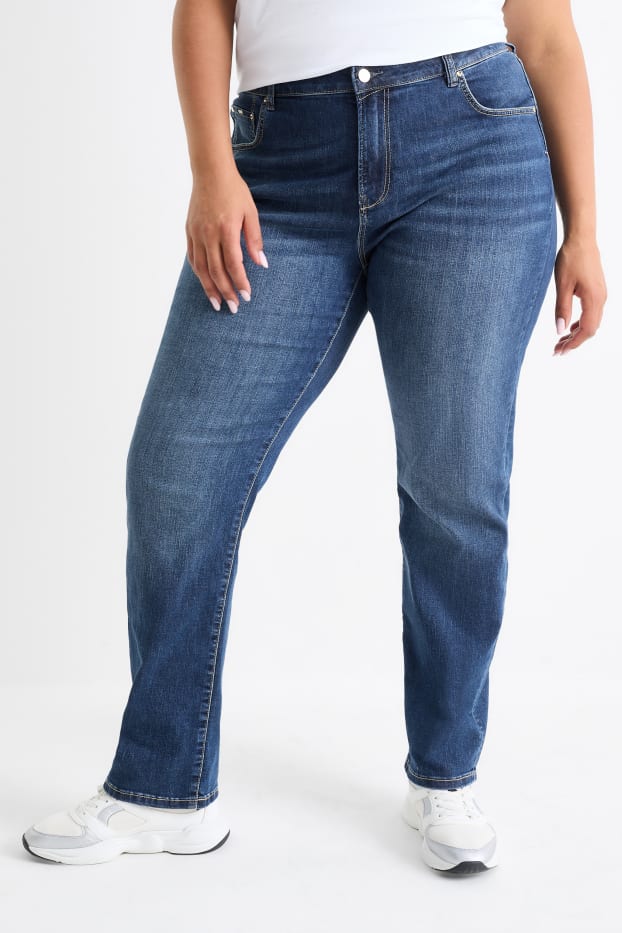 Dames - Straight jeans - mid waist - LYCRA® - jeansdonkerblauw