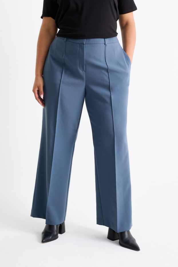 Femmes - Pantalon de toile - high waist - wide leg - turquoise foncé