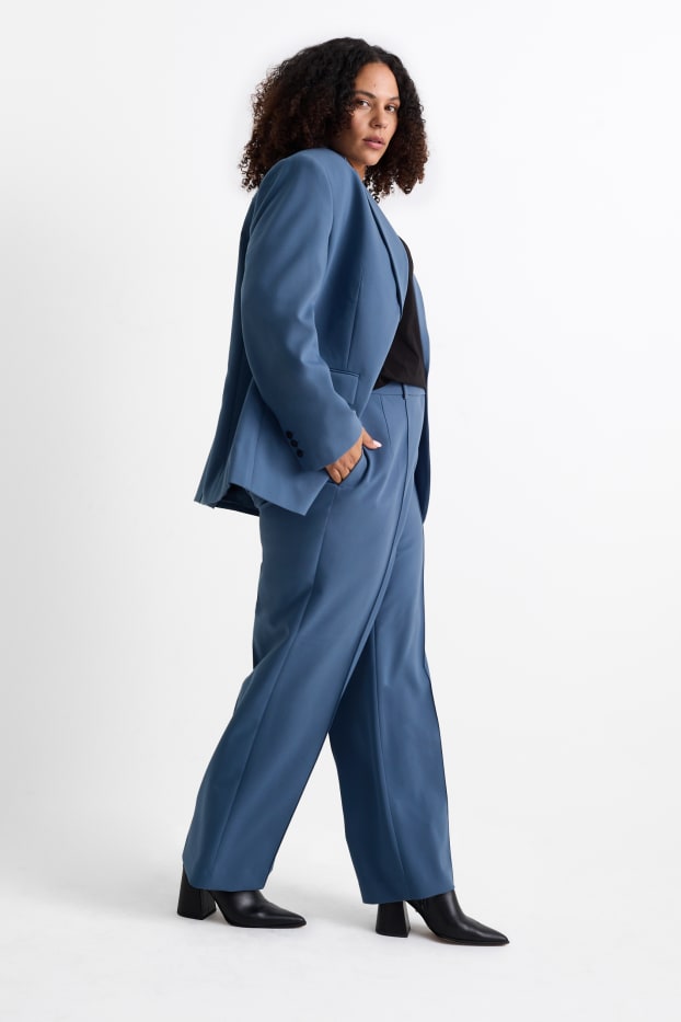 Femmes - Pantalon de toile - high waist - wide leg - turquoise foncé