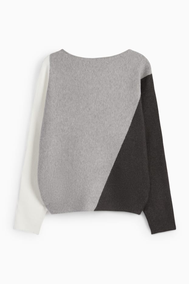 Femmes - Pullover - côtelé - gris / noir
