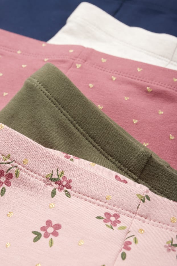 Kinderen: meisjes - Set van 5 - bloemen - thermolegging - roze