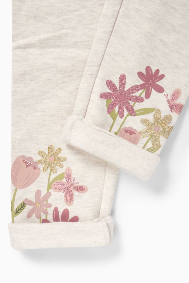 Kinderen: meisjes - Set van 5 - bloemen - thermolegging - roze