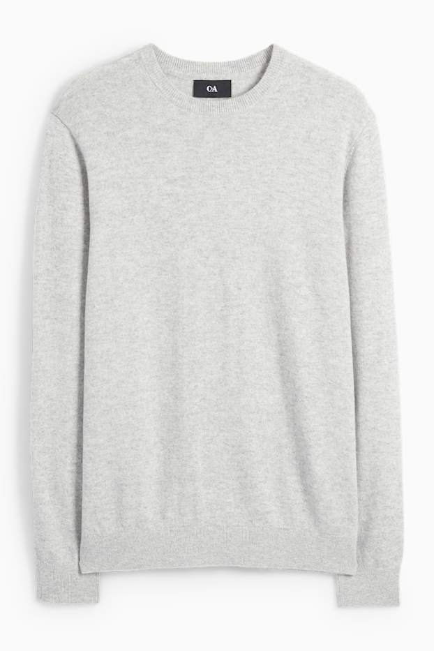 Hommes - Pull en cachemire - gris clair chiné