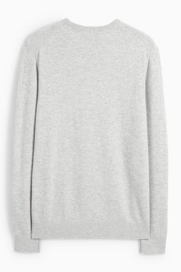 Hommes - Pull en cachemire - gris clair chiné