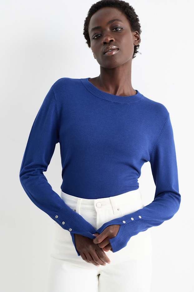 Femmes - Pull en fine maille - bleu foncé