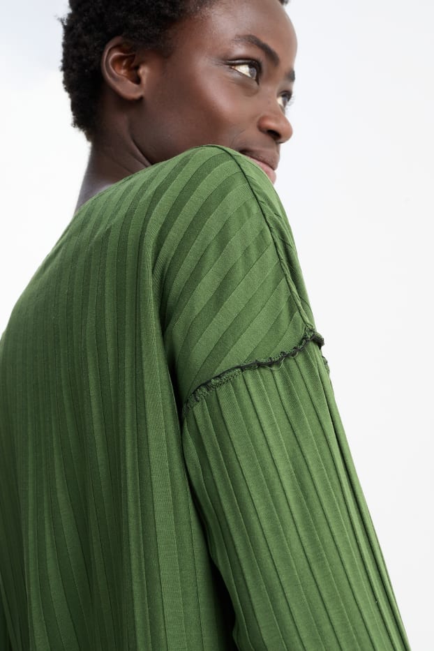 Femei - Tricou cu mânecă lungă - verde închis