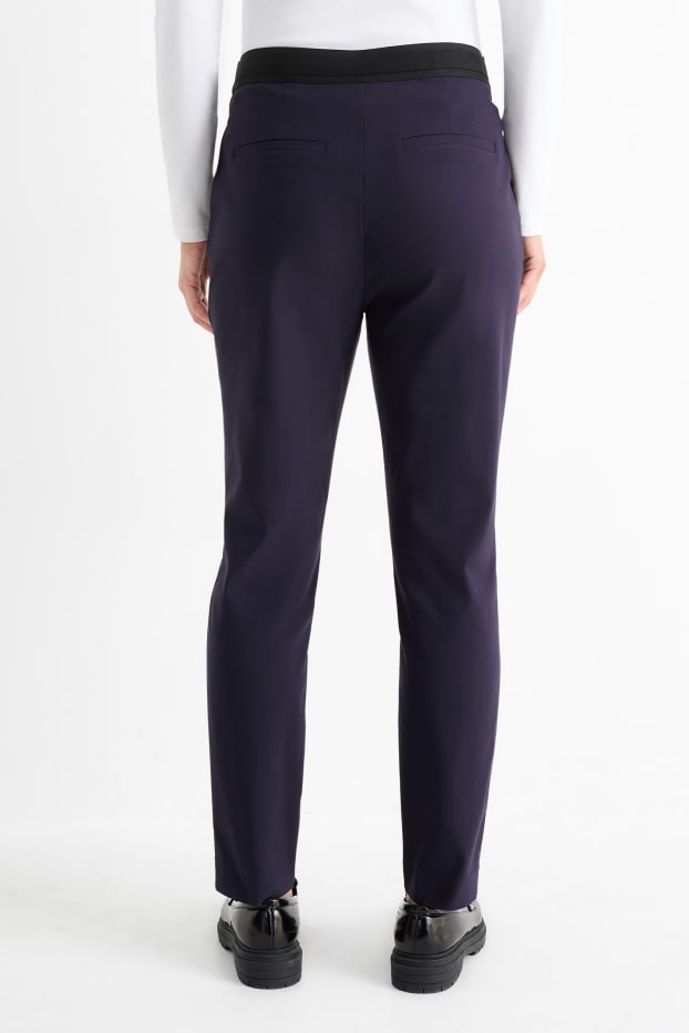 Dames - Pantalon - mid waist - slim fit - donkerblauw