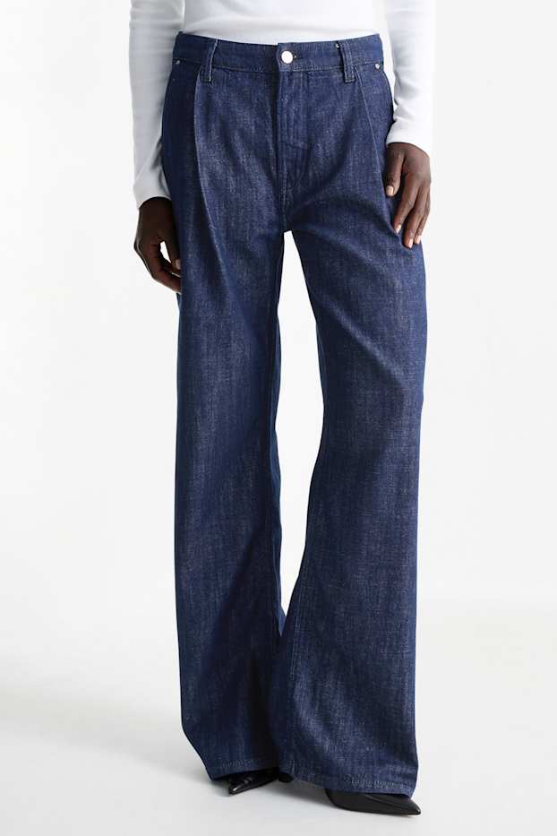 Dona - Wide leg jeans - mid waist - texà blau fosc