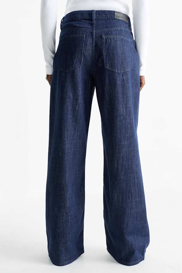 Dona - Wide leg jeans - mid waist - texà blau fosc