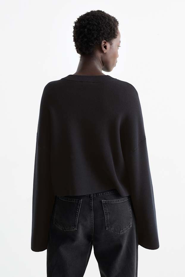 Women - Cropped jumper - black