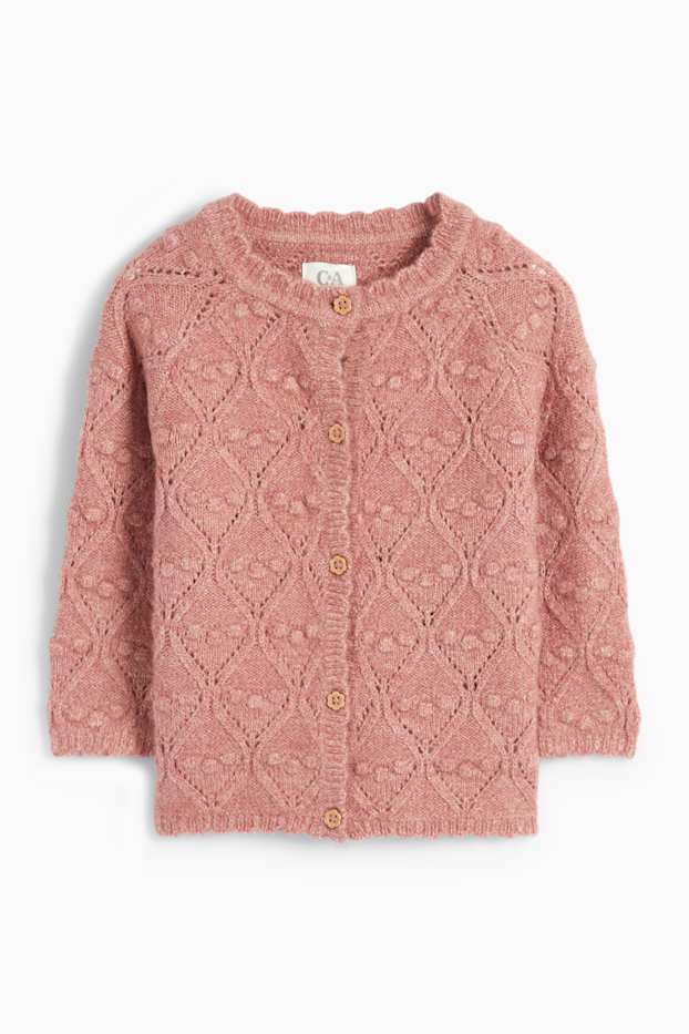 Baby Mädchen - Baby-Strickjacke - Zopfmuster - dunkelrosa