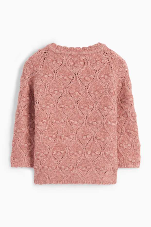 Baby Mädchen - Baby-Strickjacke - Zopfmuster - dunkelrosa