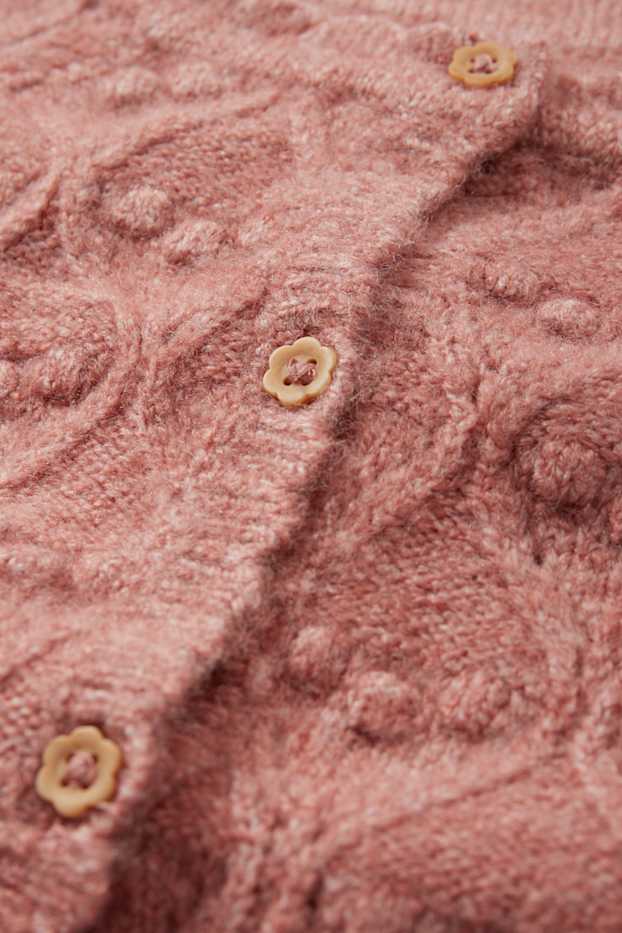 Baby Mädchen - Baby-Strickjacke - Zopfmuster - dunkelrosa