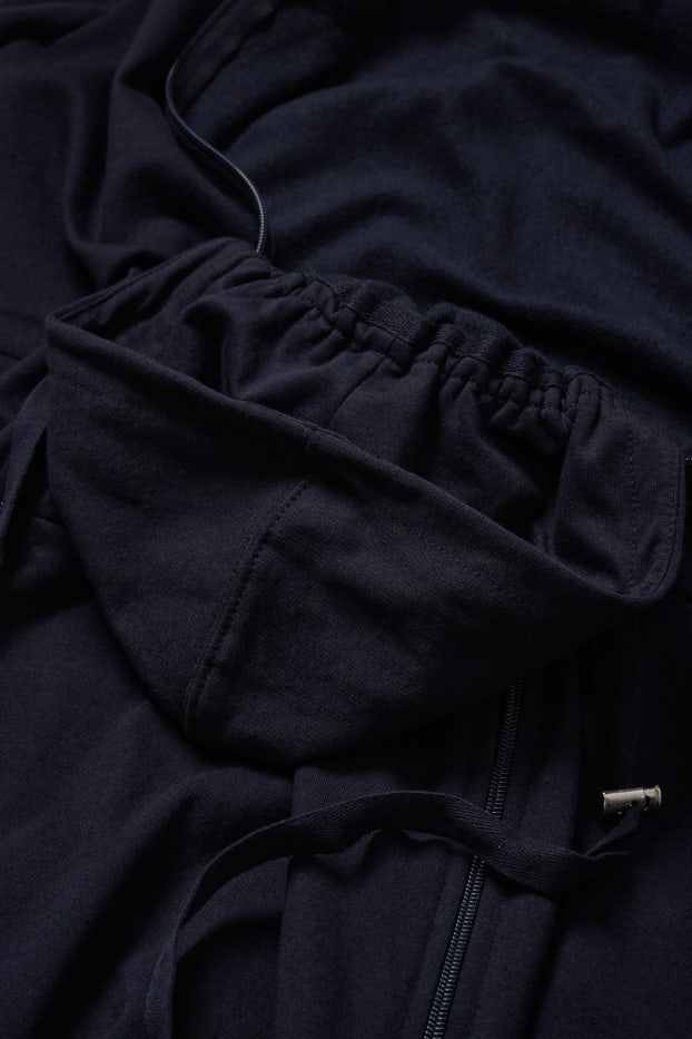 Femmes - Sweat zippé en molleton de grossesse à capuche avec empiècement porte-bébé - bleu foncé