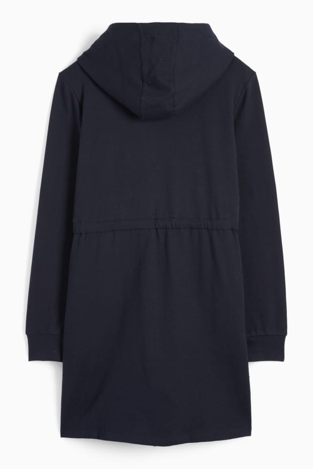 Femmes - Sweat zippé en molleton de grossesse à capuche avec empiècement porte-bébé - bleu foncé