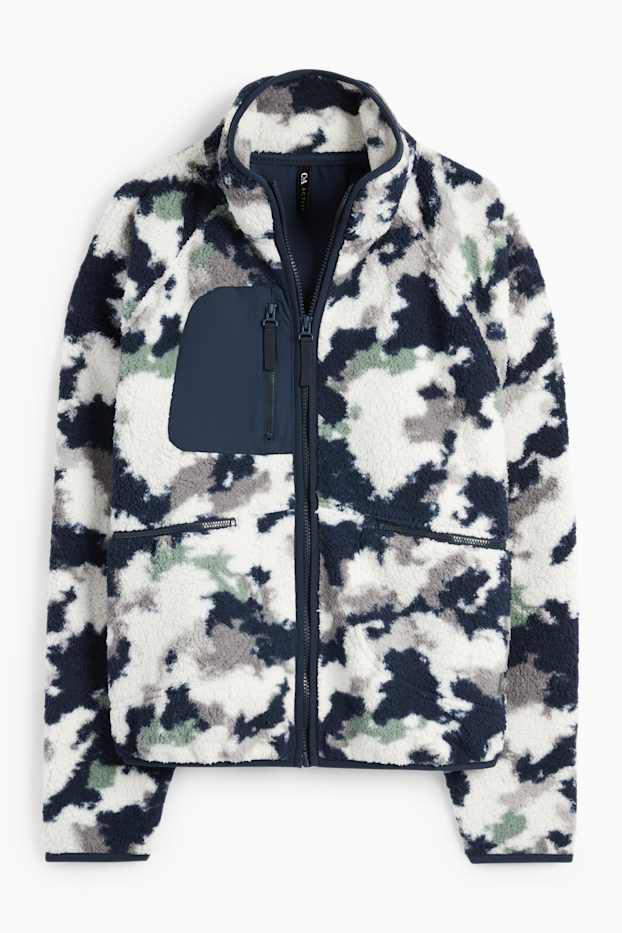 Damen - Thermo-Fleecejacke - gemustert - dunkelblau