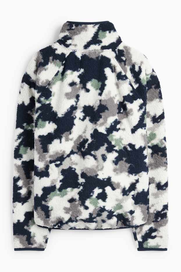 Damen - Thermo-Fleecejacke - gemustert - dunkelblau
