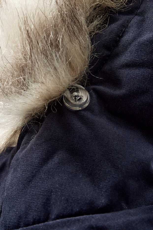 Bambine - Giacca con cappuccio ed ecopelliccia - impermeabile - blu scuro