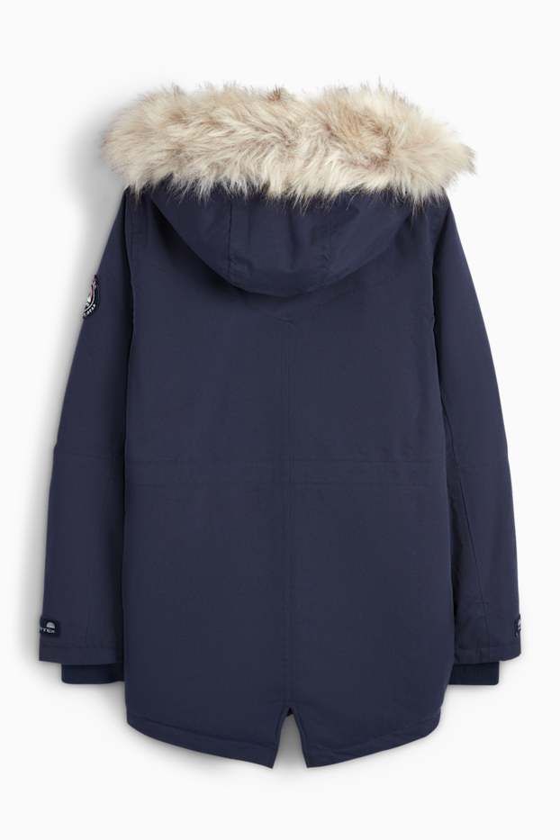 Bambine - Giacca con cappuccio ed ecopelliccia - impermeabile - blu scuro