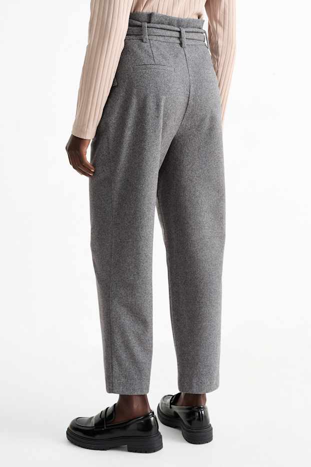 Donna - Pantaloni business con cintura - vita media - straight fit - grigio