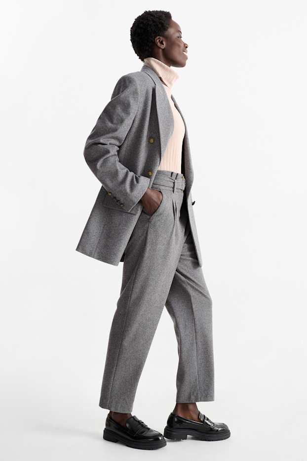 Donna - Pantaloni business con cintura - vita media - straight fit - grigio