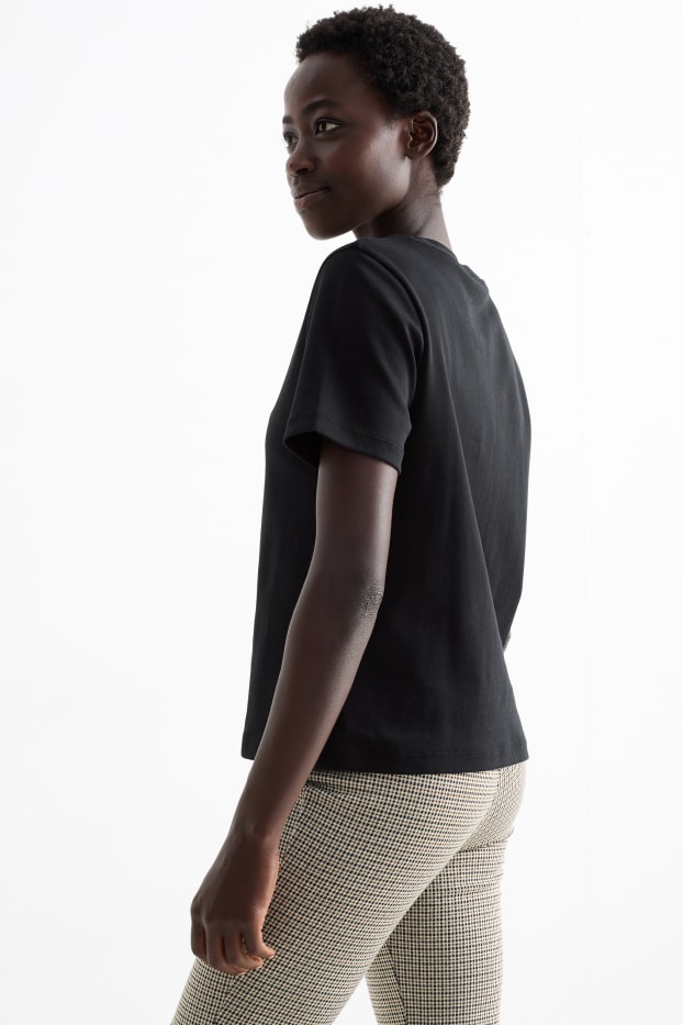 Femmes - T-shirt - slim fit - noir