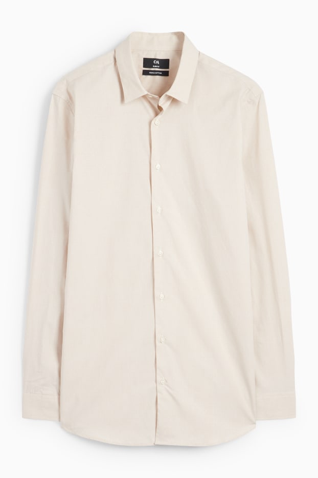 Herren - Businesshemd - Slim Fit - Kent - gepunktet - beige