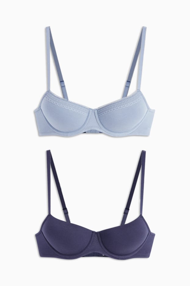 Femmes - Lot de 2 - soutiens-gorge sans armature - ampliforme - bleu clair