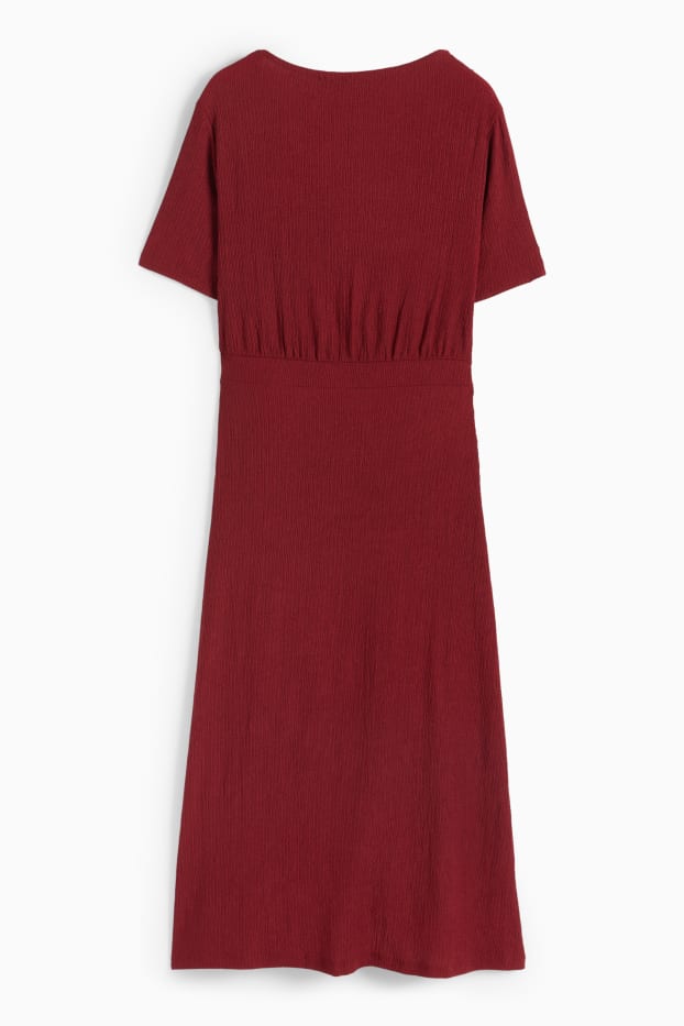 Donna - Vestito a portafoglio - rosso scuro
