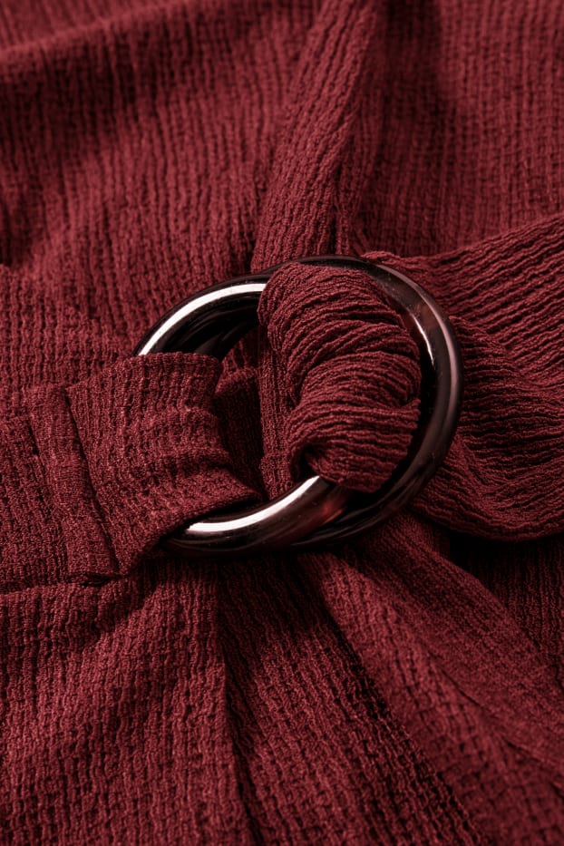 Donna - Vestito a portafoglio - rosso scuro