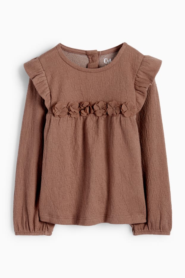 Bébés filles - Petites fleurs - ensemble bébé - 3 pièces - marron foncé