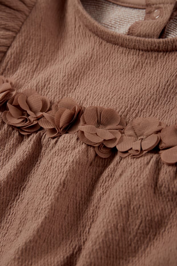 Bébés filles - Petites fleurs - ensemble bébé - 3 pièces - marron foncé