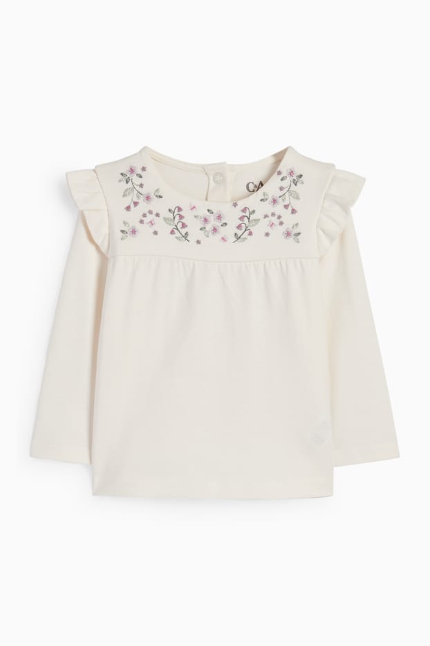Baby Mädchen - Blümchen - Baby-Outfit - 3 teilig - cremeweiss