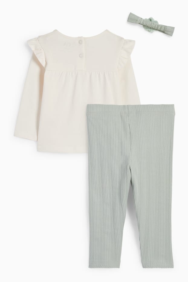 Baby Mädchen - Blümchen - Baby-Outfit - 3 teilig - cremeweiss