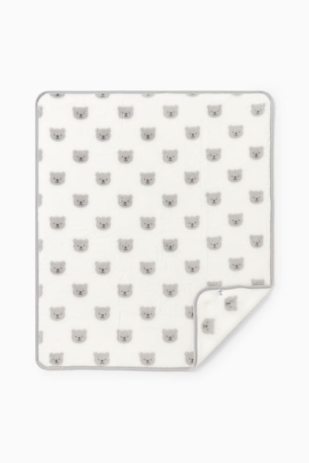Baby Boys - Teddy bear - baby blanket - 100 x 85 cm - white