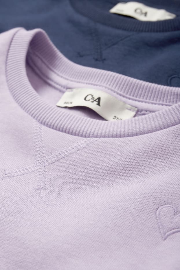 Enfants filles - Lot de 2 - cœurs - sweats - violet clair
