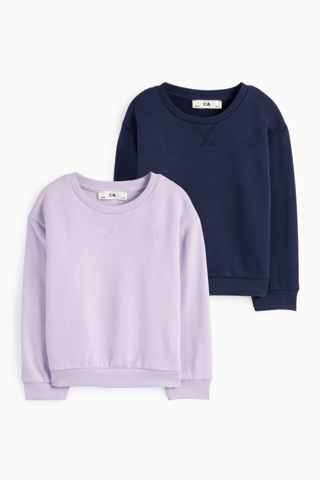 Enfants filles - Lot de 2 - cœurs - sweats - violet clair