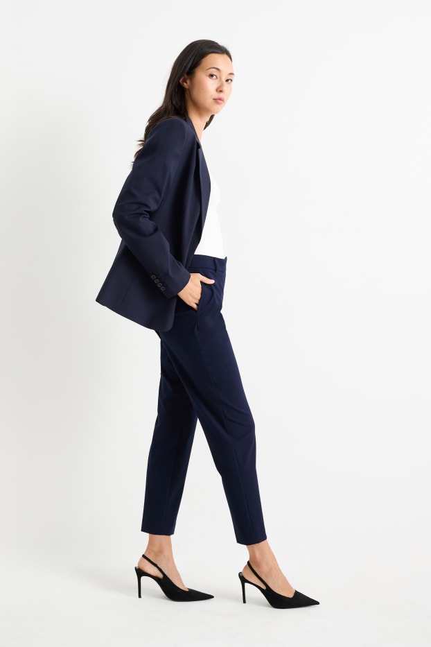 Dames - Business-broek - mid waist - slim fit - donkerblauw