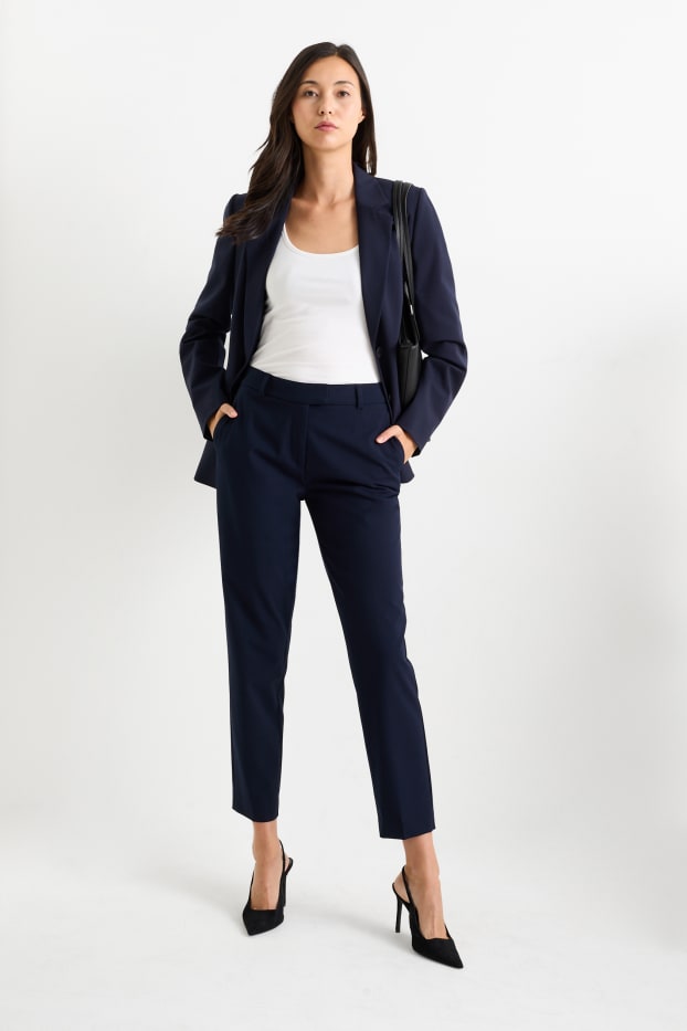 Dames - Business-broek - mid waist - slim fit - donkerblauw