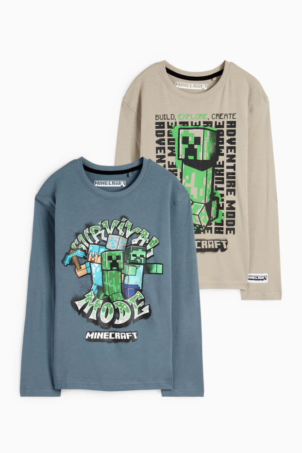 Bambini - Confezione da 2 - Minecraft - maglia a maniche lunghe - turchese