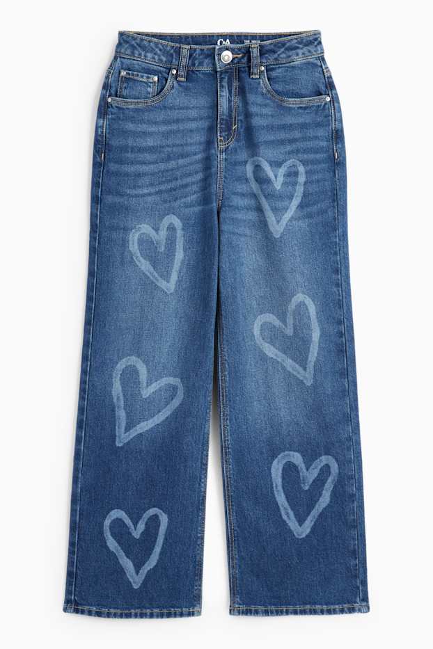 Kinder Mädchen - Herz - Wide Leg Jeans - jeansblau