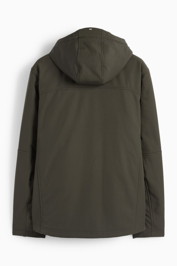 Herren - Softshelljacke mit Kapuze - 4 Way Stretch - wasserabweisend - dunkelgrün