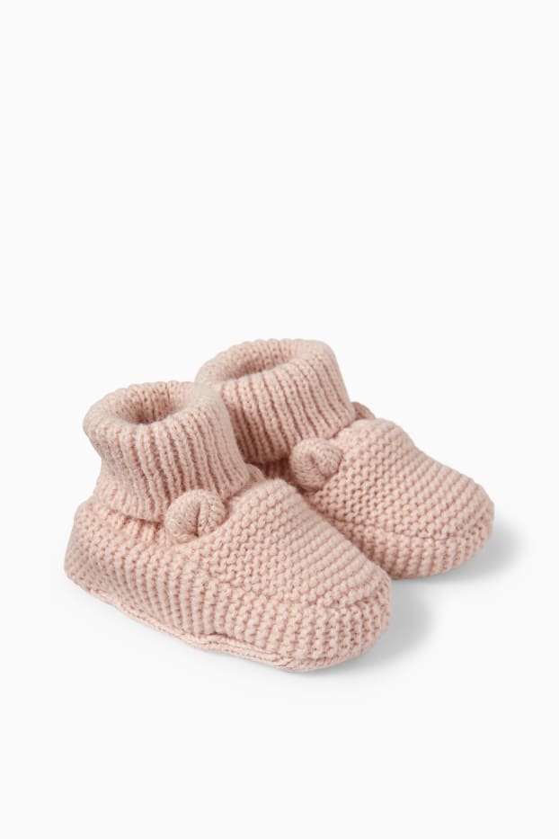 Baby Mädchen - Bärchen - Baby-Krabbelschuhe - rosa