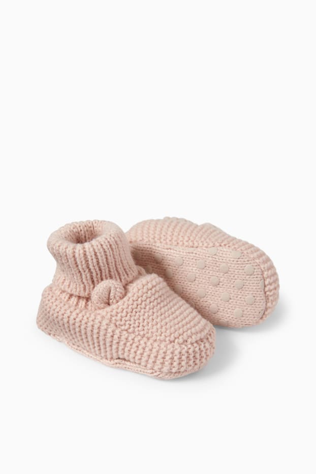 Baby Mädchen - Bärchen - Baby-Krabbelschuhe - rosa