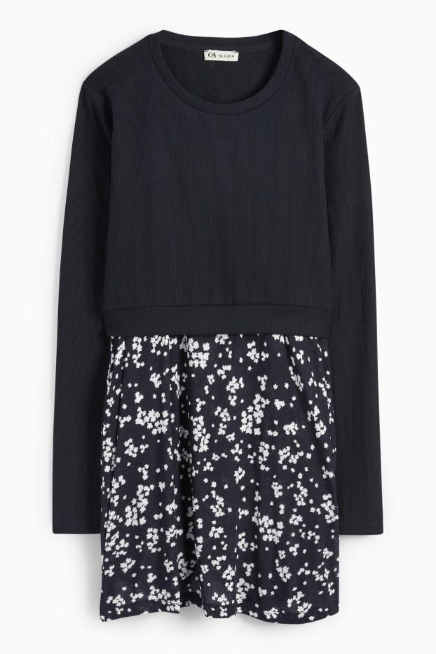 Dames - Voedingslongsleeve - 2-in-1-look - zwart