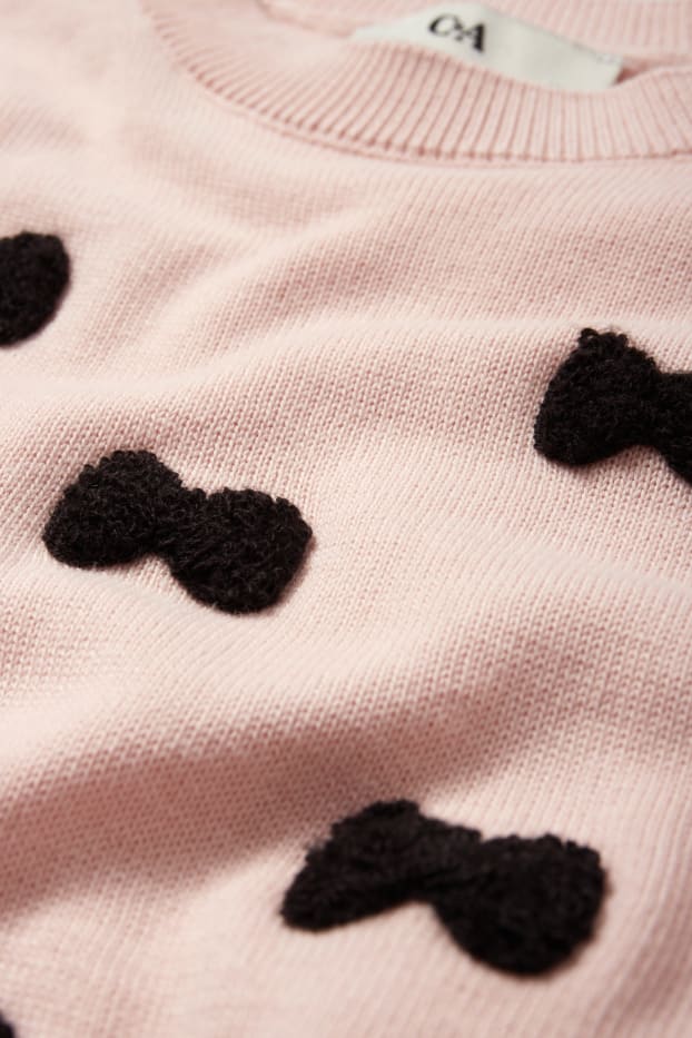 Enfants filles - Nœuds - ensemble - pullover et jupe - 2 pièces - rose