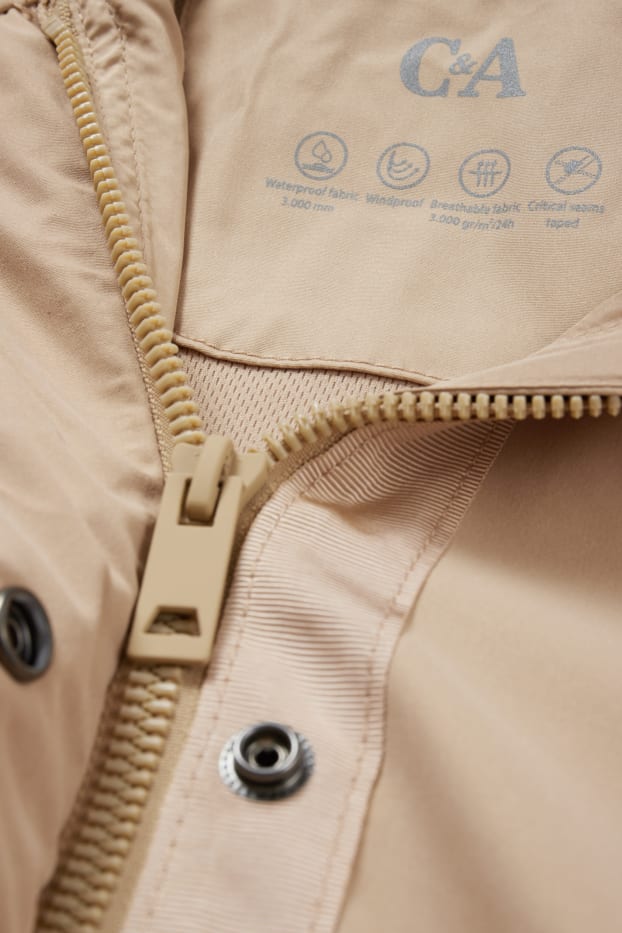 Femmes - Veste de pluie à capuche - imperméable - beige