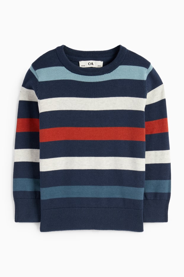 Kinder Jungen - Pullover - gestreift - dunkelblau