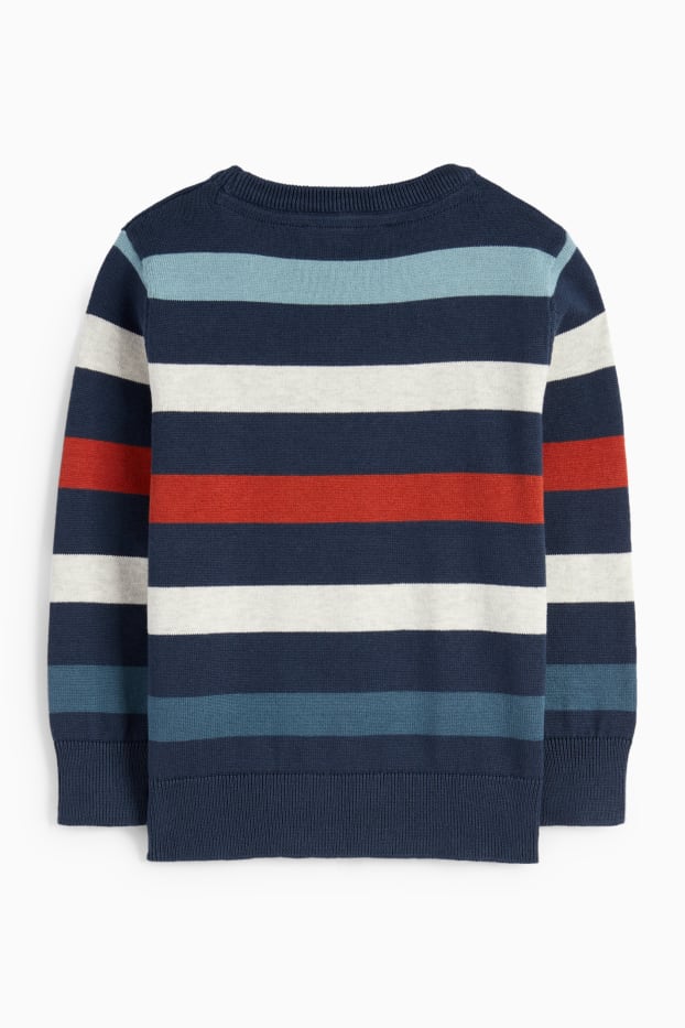Kinder Jungen - Pullover - gestreift - dunkelblau